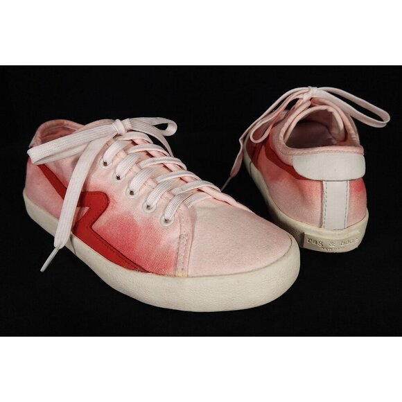 Rag and Bone Canvas Court Sneakers Size 37 US 7 Womens White and Red $150 - Picture 2 of 8